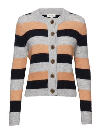 Slfsia Ls Knit Cardigan B Coll Strikkegenser Cardigan Multi/mønstret Selected Femme