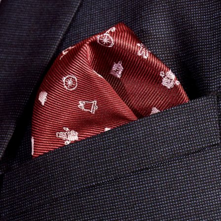 Pochette de costume bordeaux à motifs de Noël pour hommes - Pochettes de costume à motifs - pour Hommes - Trendhim