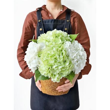 Grön och vit Real Touch Hydrangea konstgjorda blommor, 4st 21” latex