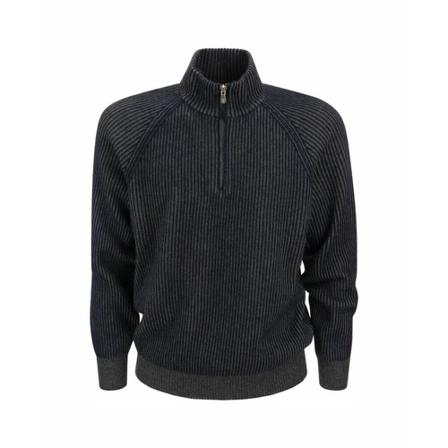 Brunello Cucinelli Sweater with zip opening and raglan sleeve Blå, Herre