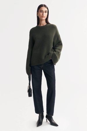 Soft Goat - Chunky Crewneck - Women cashmere sweater - XS - Hunter Green