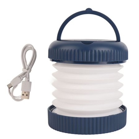 Sammenklappelig Camping Lanterne Genopladelig 3 Tilstande Øjenbeskyttelse Magnetisk Bærbar LED Lampe med Håndtag til Telt Vandreture Blå