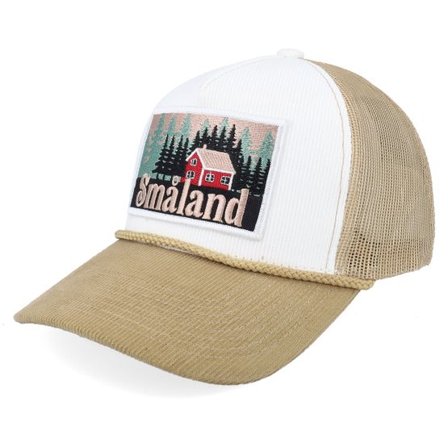 Wild Spirit - Vit trucker Keps - Swedish Småland Landscape Rope Cord Off White/Khaki A-Frame Trucker @ Hatstore
