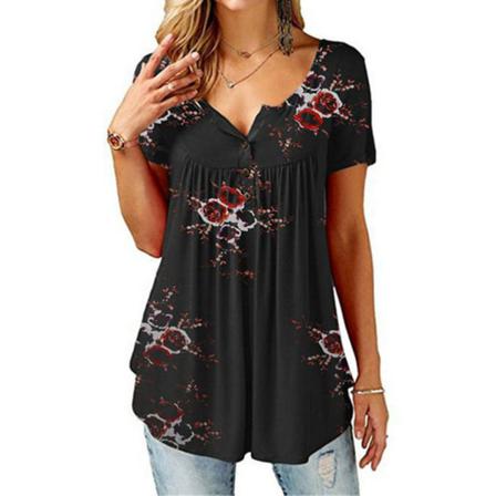 Printed T-shirt Dam Sommar Rundhalsad Kortärmad Blus