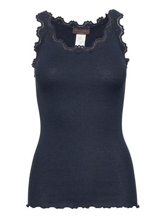 Silk Top W/ Lace Top Ærmeløs Top Blå Rosemunde