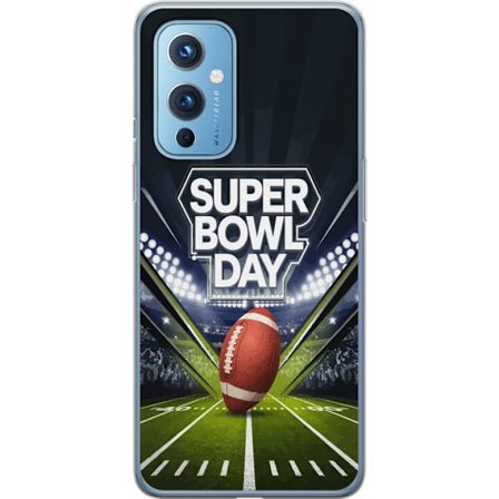 Yhteensopiva Puhelinkuori OnePlus 9 Super Bowl Day juliste, jossa amerikkalainen jalkapallo valaistuksella varustetulla areenalla dramaattisessa urhei
