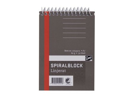 Spiralblock A7 60g 50 blad linjerat - Lyreco - Kontorsmaterial - Block och anteckningsböcker - Spiralblock