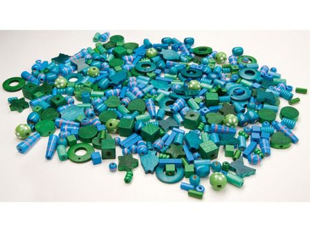 PLAYBOX Träpärlor mix blå/grön 250gr 600st - Lyreco - Skola och förskola - Hobbymaterial - Pärlor