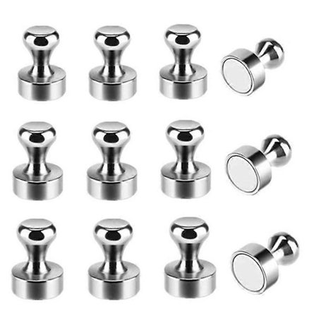 12 Stk. Superstærk Neodymmagnet 11*13mm, Stor Metalkonmagnet, til Køkken, Køleskab, Whiteboard, Opslagstavle, Kontor, Skole [GKS]