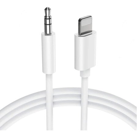 Aux-kabel for iPhone, L-ightning til 3,5 mm lydkabel for bil, hodetelefonkontakt-adapter til bil/hjemmestere/hodetelefon/høyttaler - hvit