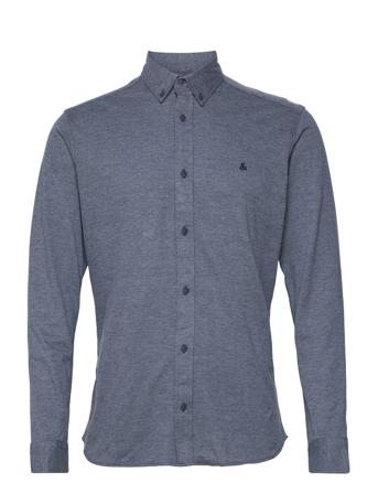 Jjpique Melange Logo Shirt L/S Skjorta Casual Blå Jack & J S