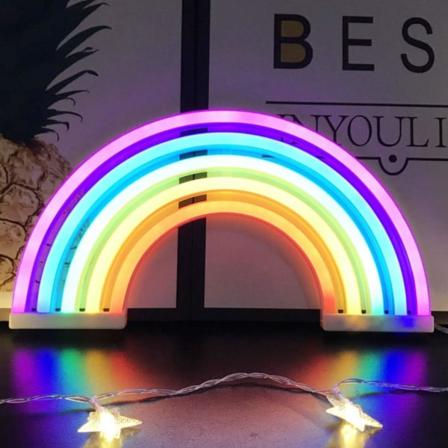 Regnbue nattlys for barn julegave LED regnbue neon skilt lampe for veggdekor, soveromdekor