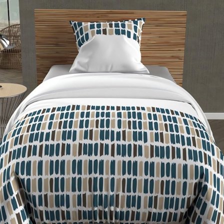 FABIO blått 57-tråds påslakanset i bomull 140x200 cm, av Soleil d'Ocre