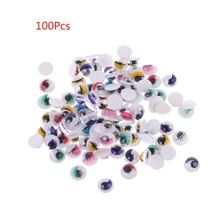 100 stk blandede farve selvklæbende øjne med øjenvipper til dukke bjørn udstoppet legetøj D