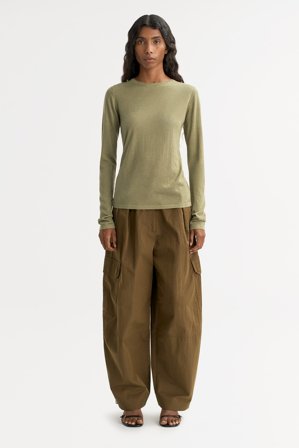 Soft Goat - Featherlight Crewneck - Women cashmere sweater - L - Khaki