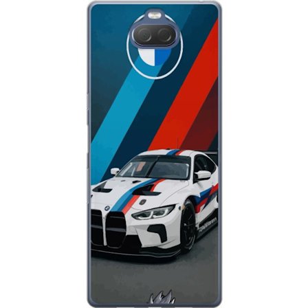 Sony Xperia 10 Plus Läpinäkyvä kuori BMW M Sport -muotoilu valkoisella kilpa-autolla ja klassisilla M-raidoilla, yksinoikeudella autoteemalla täyd