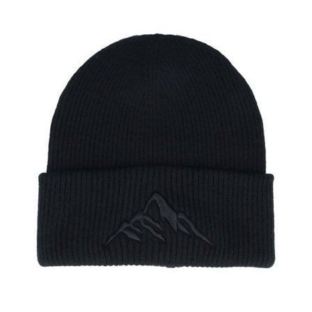 Wild Spirit - Svart cuff Beanie - Mountain 3d Black Soft Deep Cuff @ Hatstore