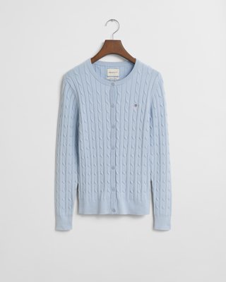 GANT - Bomullskabelstrikket cardigan med stretch til dame fresh blue