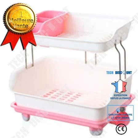 Dubbel Lager Diskställ - TD - Rosa - Multifunktionell - Kök Organizer - Utrustning