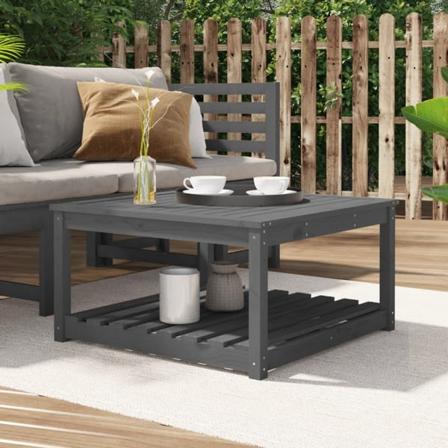 vidaXL Trädgårdsbord grå 82,5x82,5x45 cm massiv furu Grå