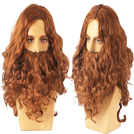 Halloween Jesus parykk kostyme rekvisitter lang krøllete parykk morsom brun W