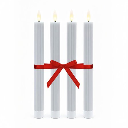 LED vokslys, sæt med 4, flimrende flamme