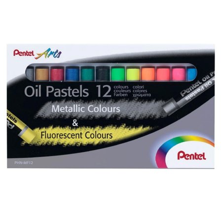 Pentel Oliepastel Fluo & Metallic 12-set