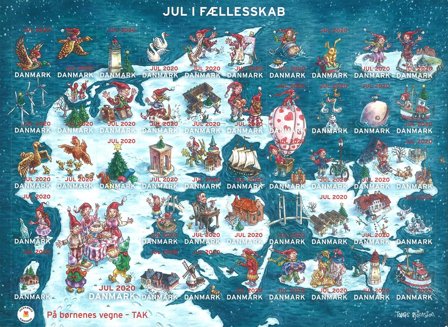 Danmark - Julemærkeark 2020 - Selvklæbende - Ufoldet