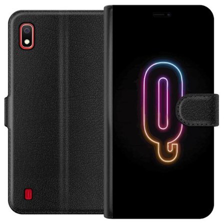 Kompatibelt Lommeboketui til Samsung Samsung Galaxy A10 Minimalistisk neonbokstav Q i skinnende farger mot mørk bakgrunn