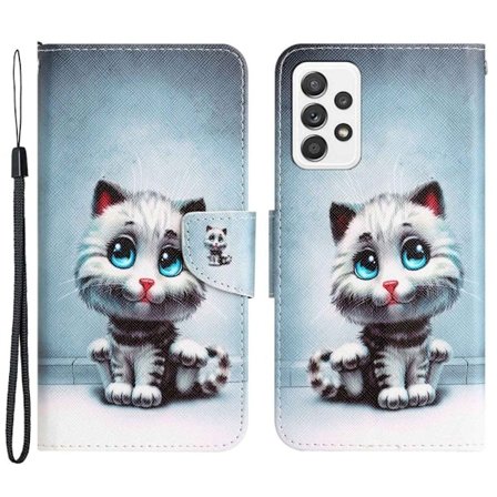 Wonderland Samsung Galaxy A52s 5G / A52 5g / A52 Flip Etui - Blå Øjne Kat