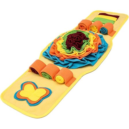 Interaktiv Snusemåtte til Hunde – Et stressreducerende og hjernetrænende pædagogisk legetøj, der passer til alle typer hunde (gul snusemåtte)