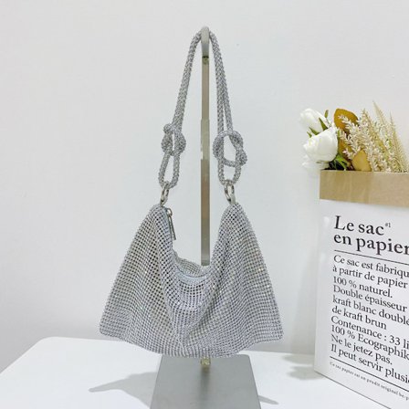 Axelremsväska kompatibel med silverfärgad damväska, nattväska, silver.