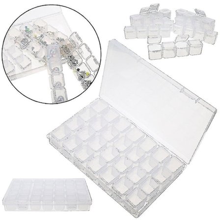 28 -roms diamantmaleri gjennomsiktig oppbevaringsboks - oppbevaringsboks