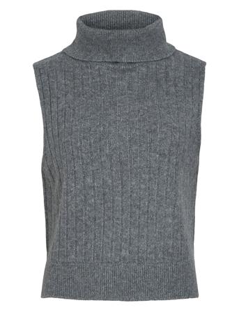 Vibeluna High Neck S/L Knit Vest-Noos Grey Vila