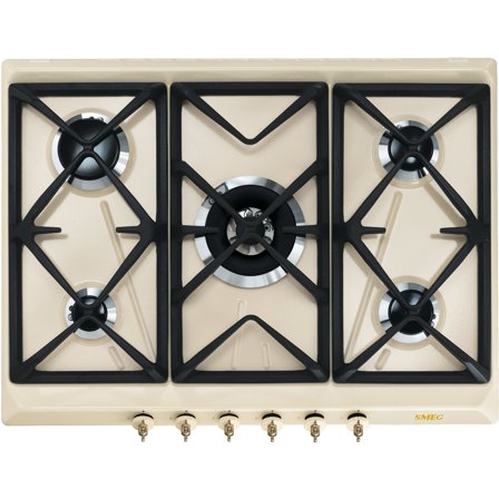 Smeg 70 cm gaskogeplade med frontbetjening creme | KitchenOne