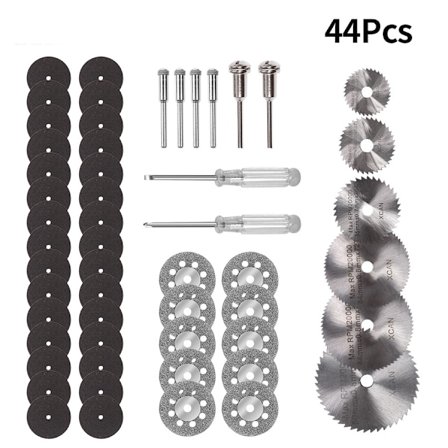 44 stk. Mini Diamantkutteskive, Kutteskiver for Dremel HSS Resin Sirkelsagblad med 5 SC-dorer og 2 Skrutrekkere for Kutting av Tre, Metall,