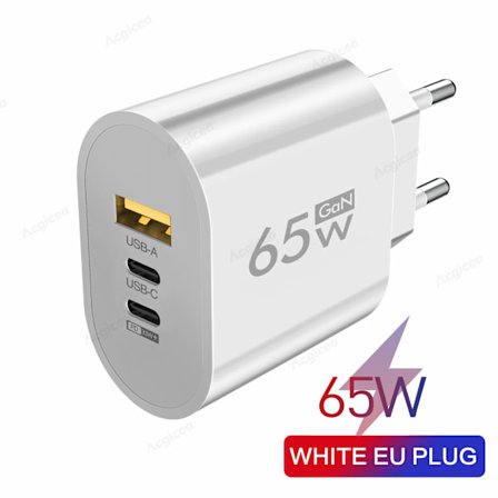 Total 65W GaN C Laddare Snabbladdning 3.0 EU US PD -C TypeC Snabbladdare För iPhone Xiaomi Samsung Telefonadapter