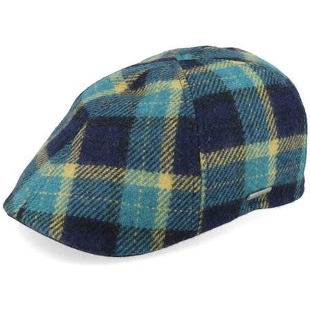 Stetson - Grün Flatcap Cap - Texas Check Wool Flat Cap @ Hatstore