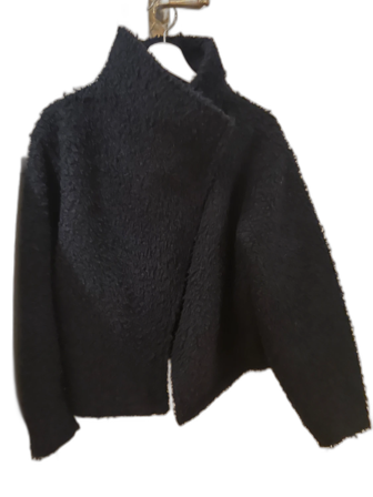 mörkblå teddyjacka med hög krage