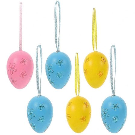 6 stk. Påskepynt Hængende Æg Ornamenter Plastikæg Festartikler