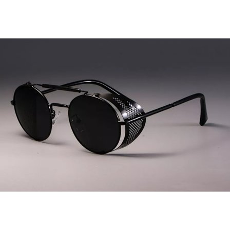 zml14 Retro Runda Metall Solglasögon Steampunk Män Kvinnor Märkesdesign Glasögon Oculos De Sol Shades UV-skydd