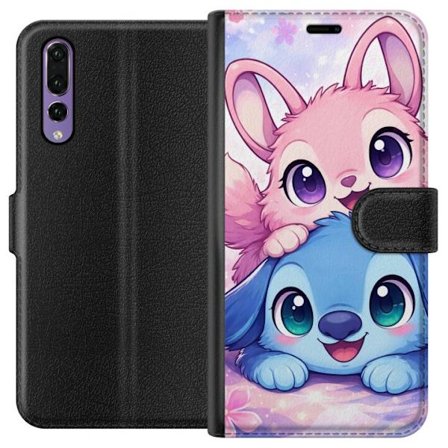 Kompatibel Tegnebogsetui til Huawei Huawei P20 Pro Sød kawaii illustration med pink og blå fantasidyr, store øjne og bløde farver perfekt til bør
