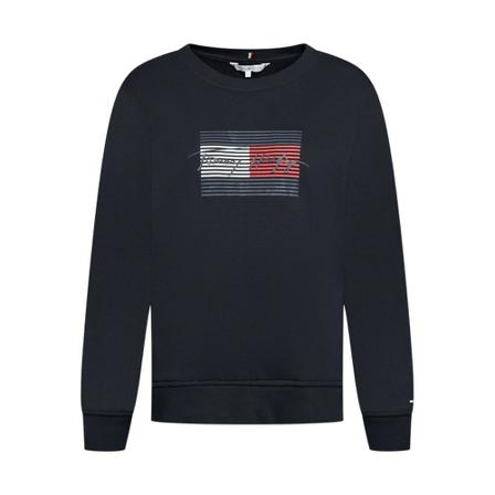 Tommy Hilfiger, Logo-print organic cotton sweatshirt Niebieski, Kobieta, Rozmiar: M