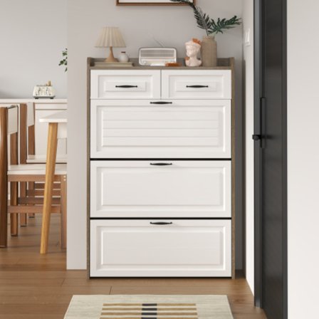 3-i-1 roterande skoskåp med luckor och lådor – platsbesparande skoskåp för hall och vardagsrum – 80×23,5×125 cm (B/D/H)