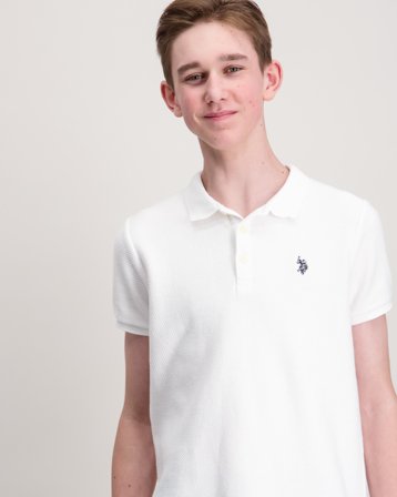 U.S. Polo Assn. Texture DHM Polo Hvit Pique Gutt - Kids Brand Store