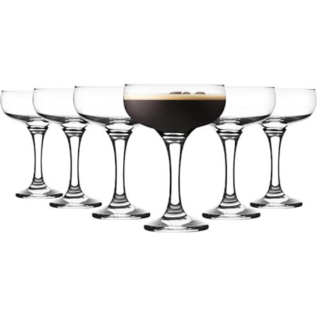 6X 220ml Espresso Martini Glas - Vintage Klassiskt 20-tals Gatsby Art Deco Coupe Party Glas Fett Champagne Dricksglas