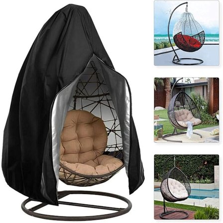 Hængekøjestol betræk med lynlås og snøre, hængekøjestol betræk haveæg stol betræk, til terrasse, gyngestol, flydende stol (sort)