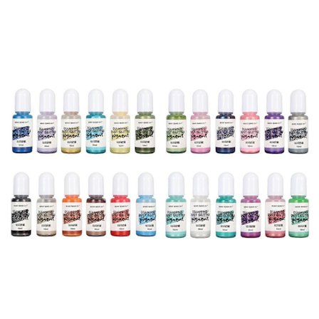 24 farger epoksyharpiks pigment flytende epoksyfarge harpiks fargestoff diamantstøv glitter pigment for små