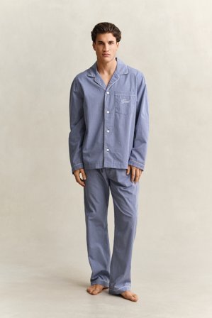 GANT Herren Gingham Pyjama aus Popeline (S) Blau