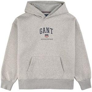 Kids - GANT Light Grey Melange Branded Graphic Hoodie - Jumpers and knitwear - 158/164 cm - Grey